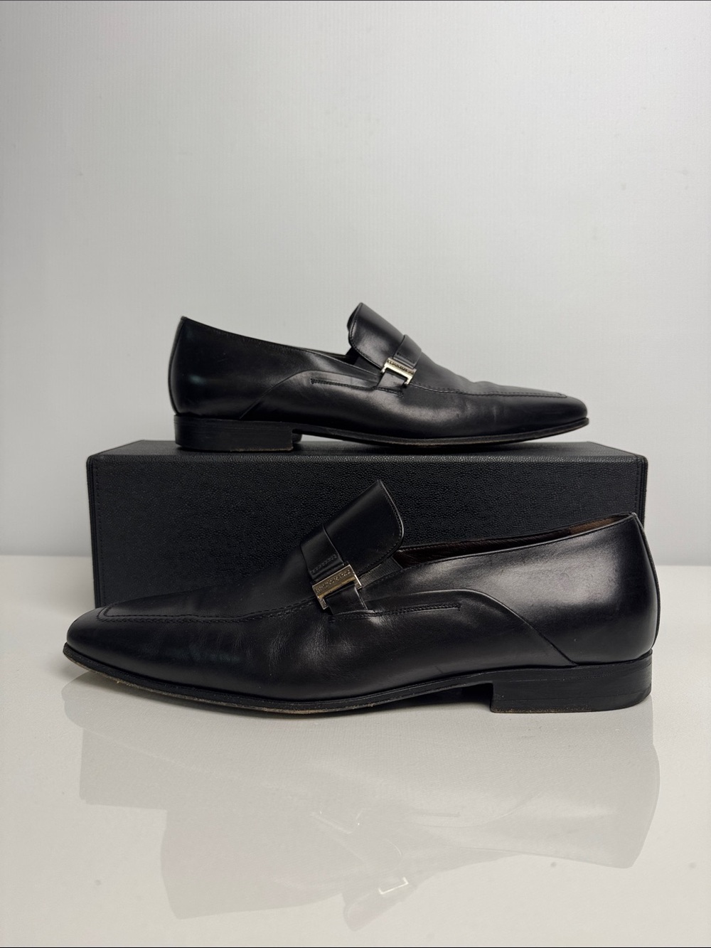 Bruno Magli Remiglio Men’s Black Leather Hand Made Dress Shoes 9M Made in Italy